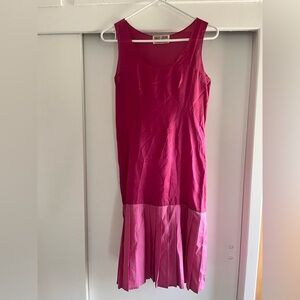 Vintage Maggy London Jeannene Booher Dress sz 2 Petite Pink Drop Waist 100% Silk